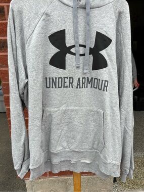 Under Armour Gray Crewneck Pullover Hoodie with Large Logo
